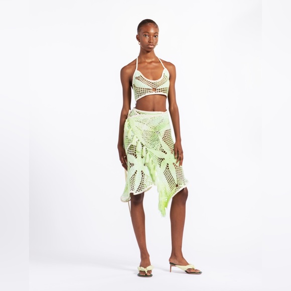 Crochet set in light green. Size S/M. Handmade, custom dyed. - Picture 1 of 2